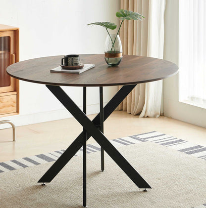 42.1" Table Mid-century Dining Table for 4-6 people With Round Mdf Table Top, Pedestal Dining Table, End Table Leisure Coffee Table,cross leg - luxuryhomedecoridea.com