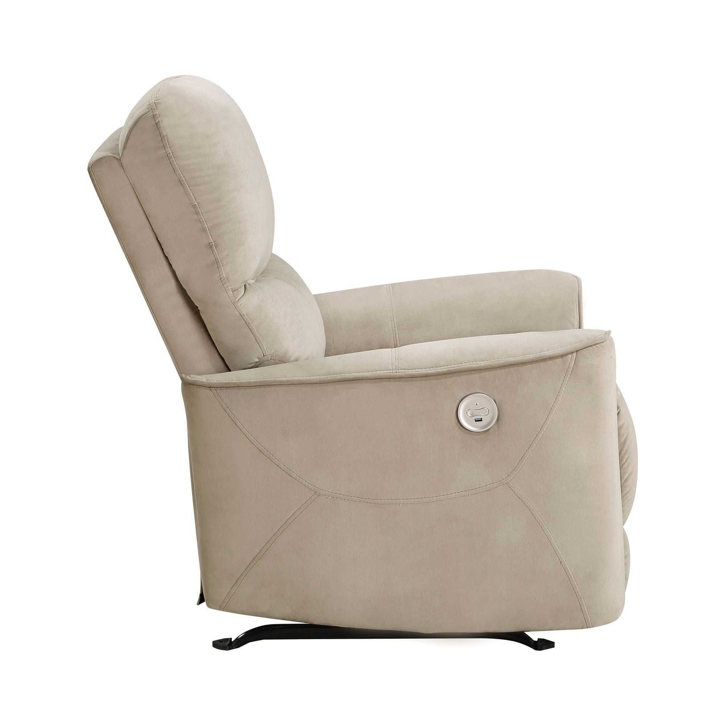 Modern Living Room 1pc Power Rocker Reclining Chair Light Brown Velvet Upholstery Solid Wood Frame Luxury Home Furniture - luxuryhomedecoridea.com