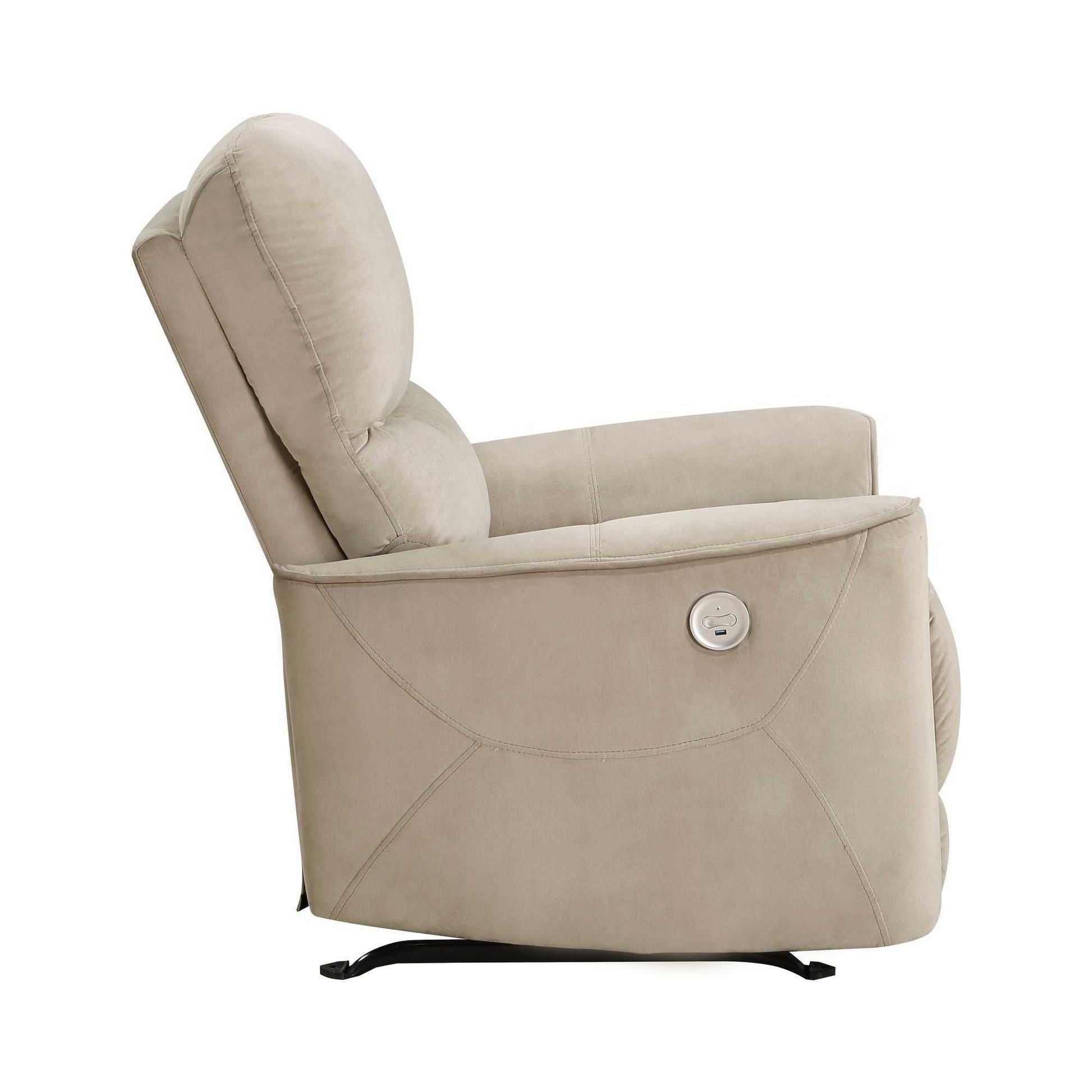Modern Living Room 1pc Power Rocker Reclining Chair Light Brown Velvet Upholstery Solid Wood Frame Luxury Home Furniture - luxuryhomedecoridea.com