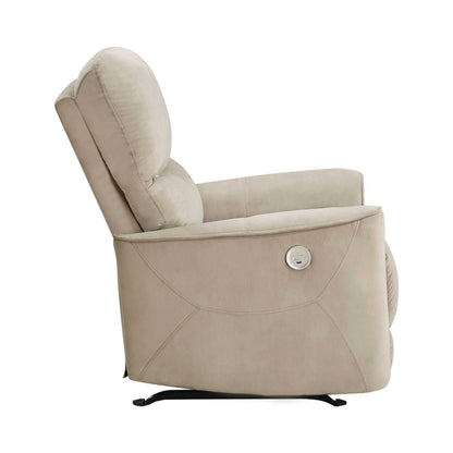 Modern Living Room 1pc Power Rocker Reclining Chair Light Brown Velvet Upholstery Solid Wood Frame Luxury Home Furniture - luxuryhomedecoridea.com