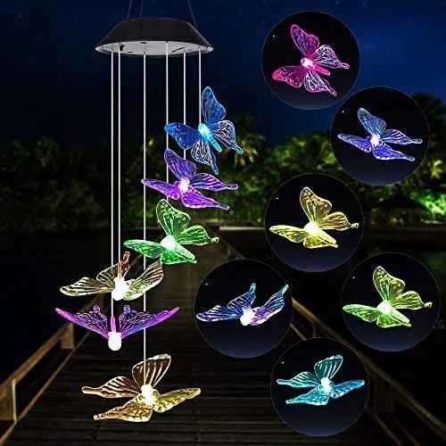 Yard Decor Lights; Solar Butterfly Chimes; 2023 Gifts for Mom/Dad/Women/Grandma/Wife/Daughter/Sister/Aunt/Nana/Grandfather/ ; Father Birthday Gifts; Mother Day Outdoor Decor; Gardening Gift - luxuryhomedecoridea.com