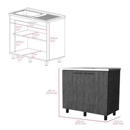 Utility Sink Cabinet Burwood, Kitchen, Smokey Oak - luxuryhomedecoridea.com