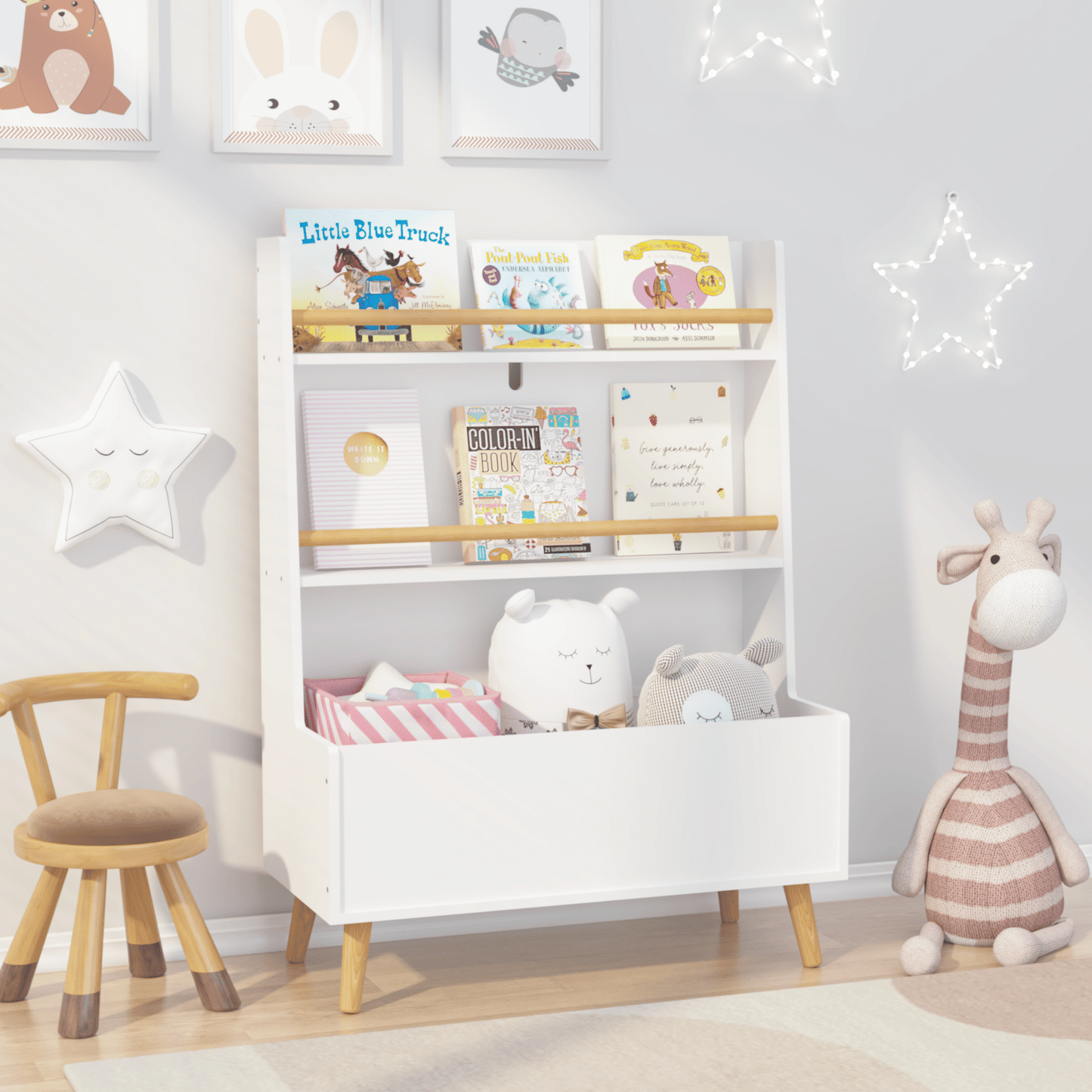 Kids Bookshelf, Book and Magazine Rack, Book Organizer, toy Storage Cabinet Organizer, White - luxuryhomedecoridea.com