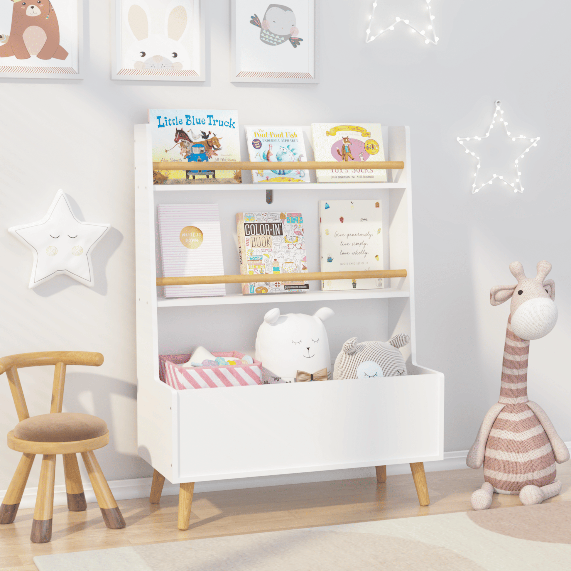 Kids Bookshelf, Book and Magazine Rack, Book Organizer, toy Storage Cabinet Organizer, White - luxuryhomedecoridea.com