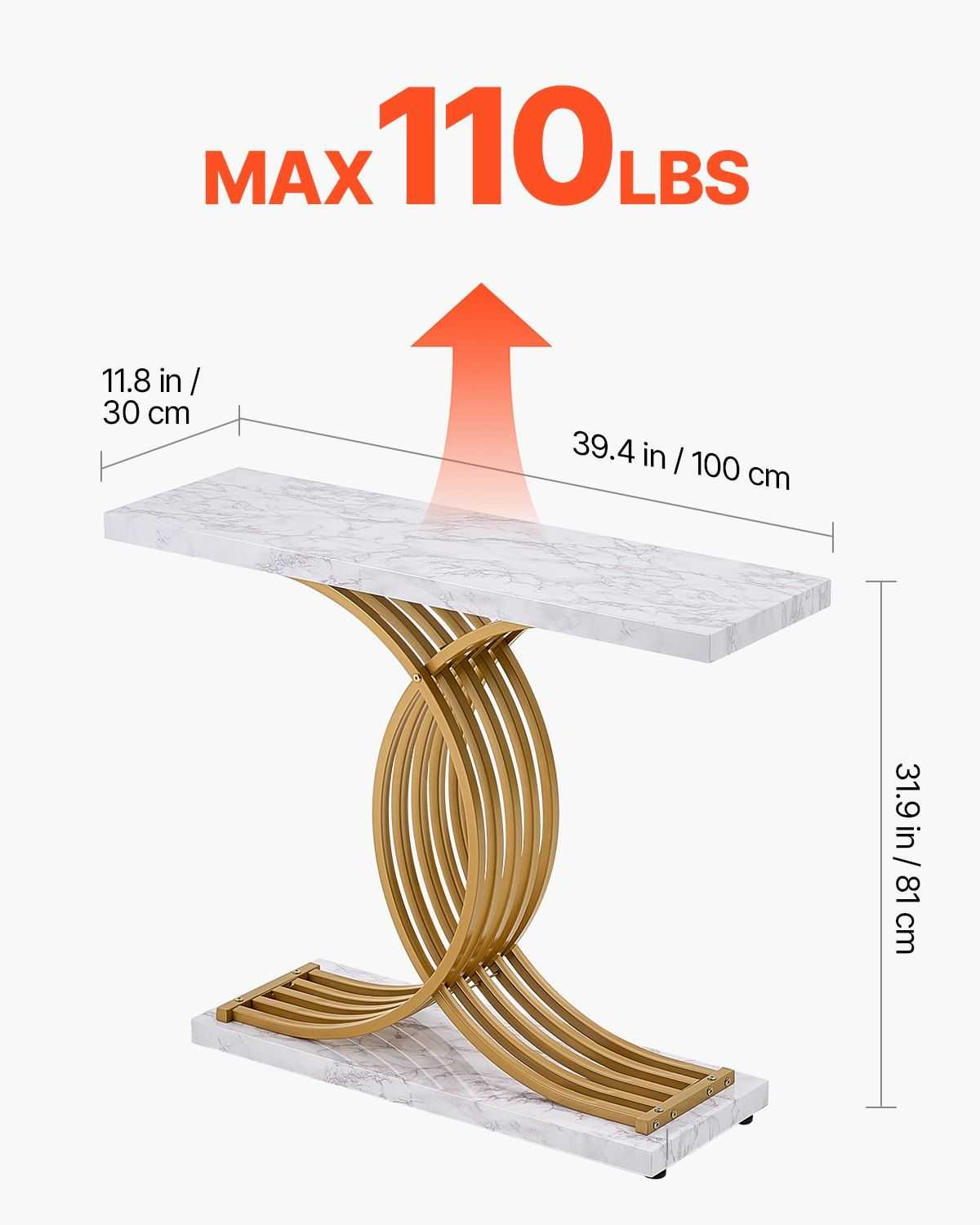 Narrow Console Sofa Table, 39.4 inches Behind Couch Table, 1-Tier Long Entryway Table and Skinny Hallway Table, Narrow Sofa Table with Metal Frame, for Entryway, Hallway, Living Room & Bedroom - luxuryhomedecoridea.com