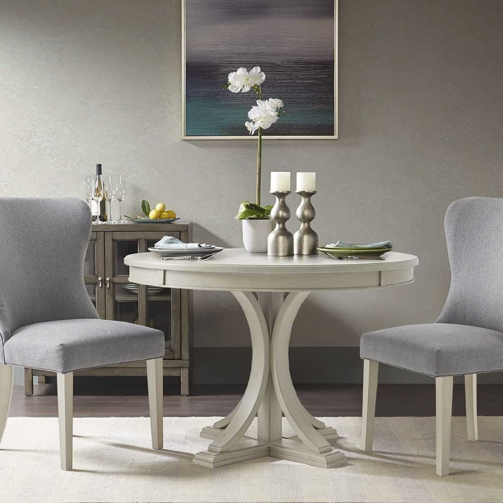 44" Round Dining Table, Solid Wood Finish Classic Design For Dining room, Antique Cream - luxuryhomedecoridea.com