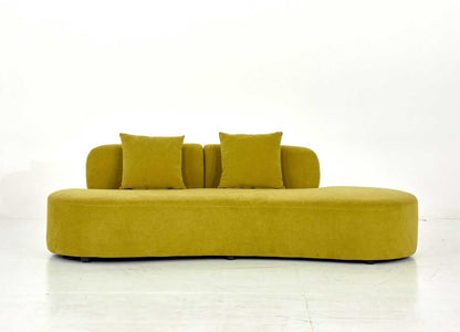 90" Curved Sofa with Throw Pillows, 4 Seater Luxury Velvet Couch with Half Moon Design and High-Density Foam, Ideal for Modern Living Room, Office & Apartment, Olive Green - luxuryhomedecoridea.com