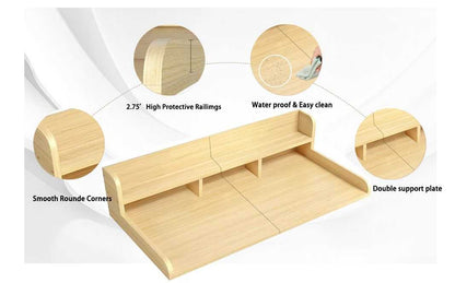 Washer Dryer Countertop with Non-slip Pads, Laundry Wood Shelf Topper with Edge, 54" Width x 27.5" Depth Double Layer Organizer for Washer and Dryer Laundry Hamper Counter Storage Organization (OAK) - luxuryhomedecoridea.com