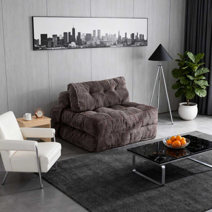 Modern Memory Foam Compressed Sofa Chair,Folding Sofa Bed, Convertible Sleeping Chair With Backrest Support And Soft Corduroy Fabric,Fold Couch Bed With Pillow For Small Spaces - luxuryhomedecoridea.com
