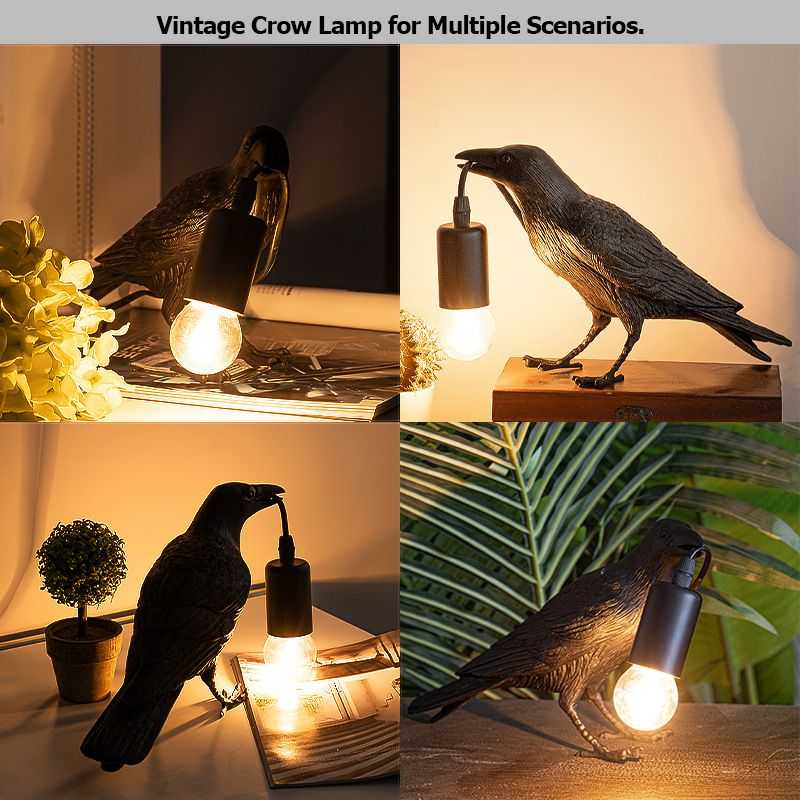 Crow Lamp - Raven Lamp with LED Bulb, Bird lamp, Crow Light Gothic Halloween Decor for Bedside Bedroom Living Room Decor - luxuryhomedecoridea.com