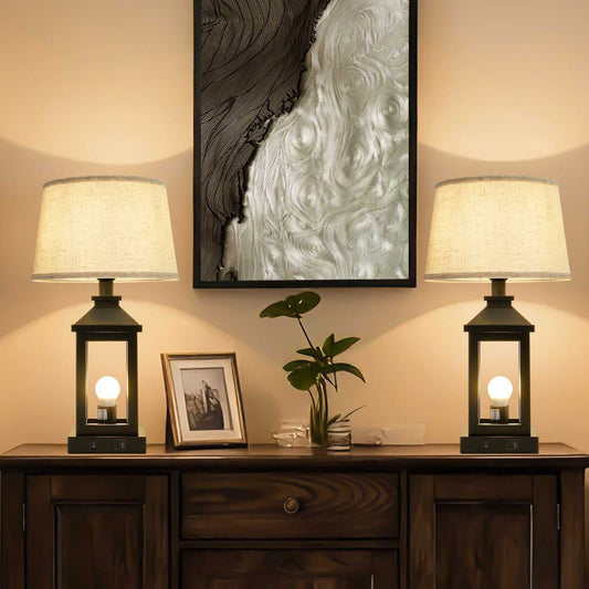 20.5in Black Farmhouse Bedside Table Lamp for Living Room, 3-Way Dimmable Touch Control Modern Nightstand Lamp with 2 Light for Bedroom, Home, Office(Bulbs Included) - luxuryhomedecoridea.com