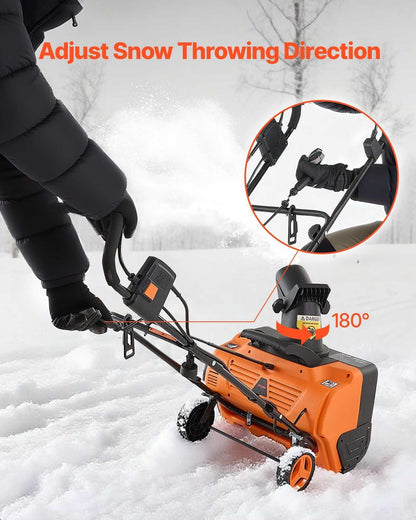 VEVOR Electric Snow Blower, 20 inch 15A Corded Snow Thrower with Dual LED Headlights & 180° Rotating Chute, 25FT Throwing Distance, 12" Depth Clearing, Walk-Behind Snowblower for Driveway Sidewalk - luxuryhomedecoridea.com