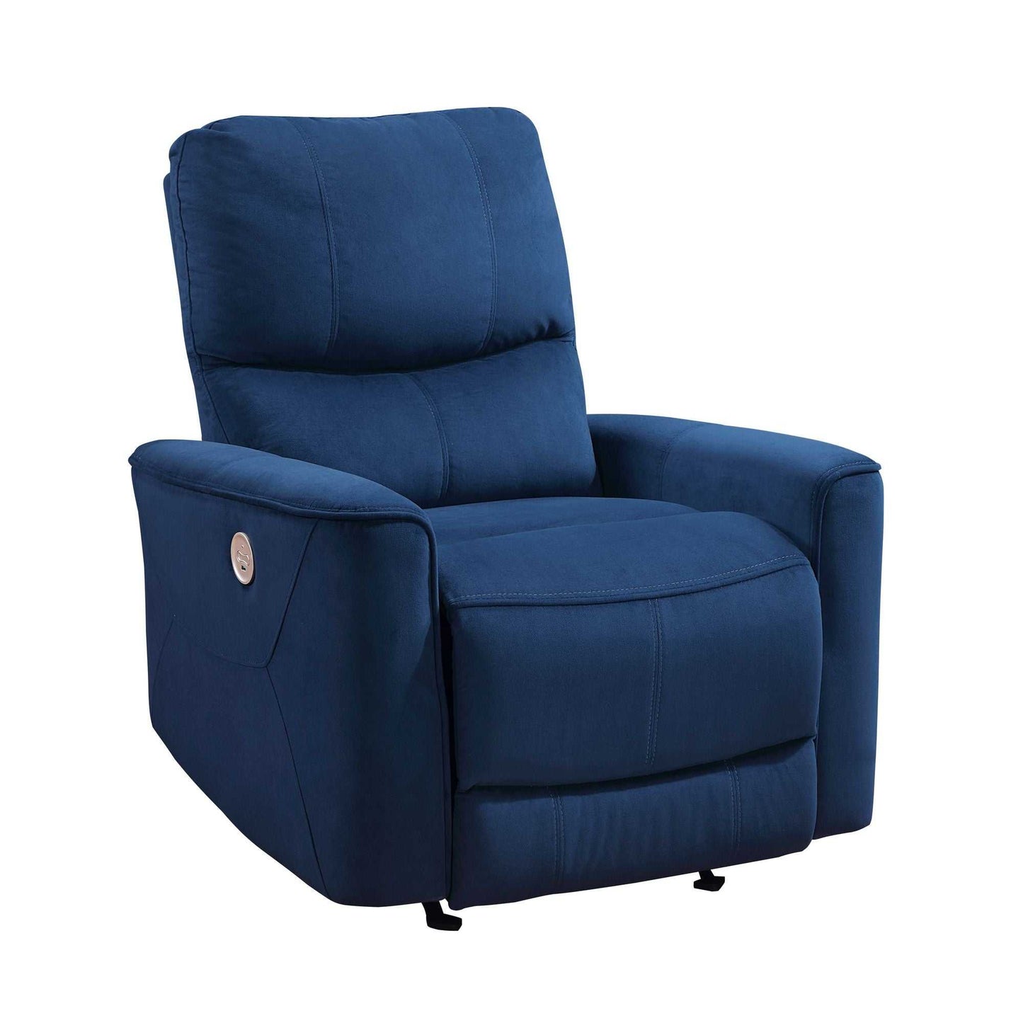 Modern Living Room 1pc Power Rocker Reclining Chair Blue Velvet Upholstery Solid Wood Frame Luxury Home Furniture - luxuryhomedecoridea.com
