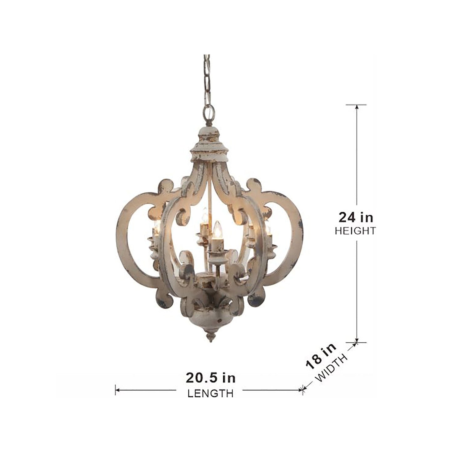 French Country Wood Chandelier, 6-Light Farmhouse Pendant Light Fixture with Adjustable Chain for Kitchen Foyer Hallway Entryway, Bulb Not Included - luxuryhomedecoridea.com