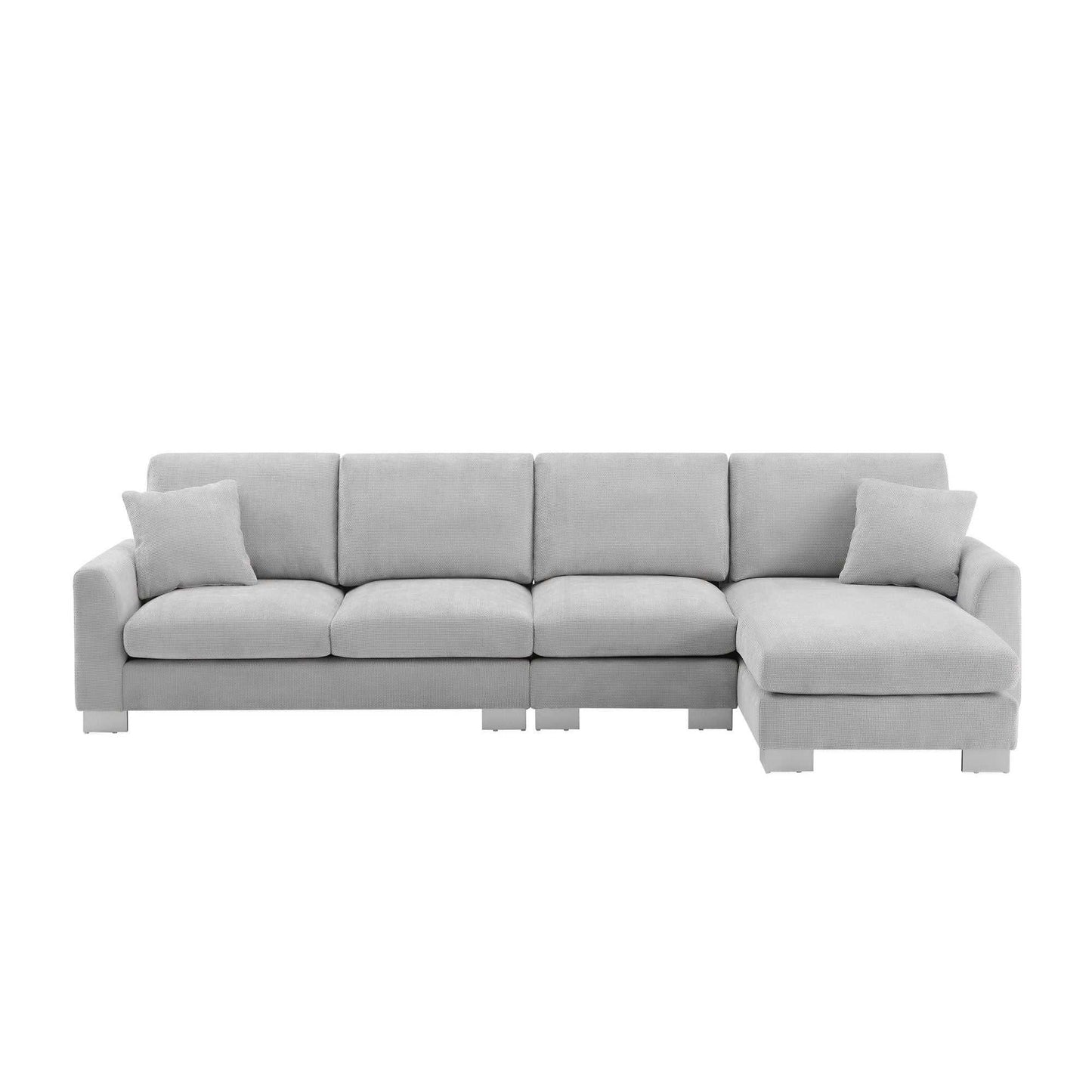 Modern Oversized Sectional Sofa,L-shaped Luxury Couch Set with 2 Free pillows,5-seat Chenille Indoor Furniture with Chaise for Living Room,Apartment,Office,2 Colors - luxuryhomedecoridea.com