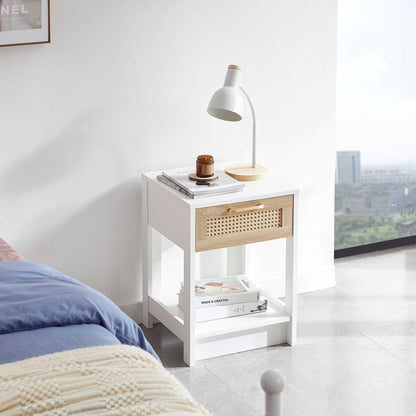 15.75" Rattan End table with drawer, Modern nightstand, side table for living room, bedroom - luxuryhomedecoridea.com