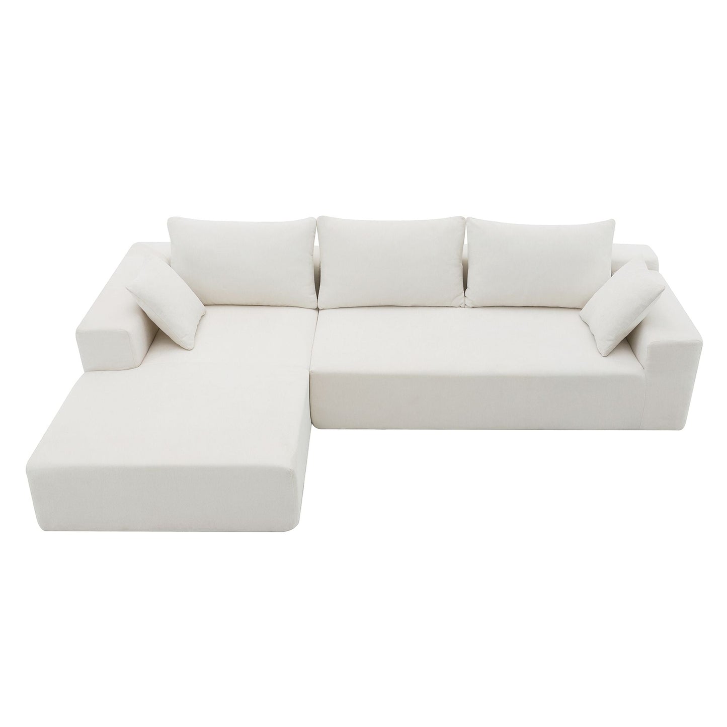 109*68" Modular Sectional Living Room Sofa Set, Modern Minimalist Style Couch, Upholstered Sleeper Sofa for Living Room, Bedroom, Salon, 2 PC Free Combination, L-Shape, Cream - luxuryhomedecoridea.com