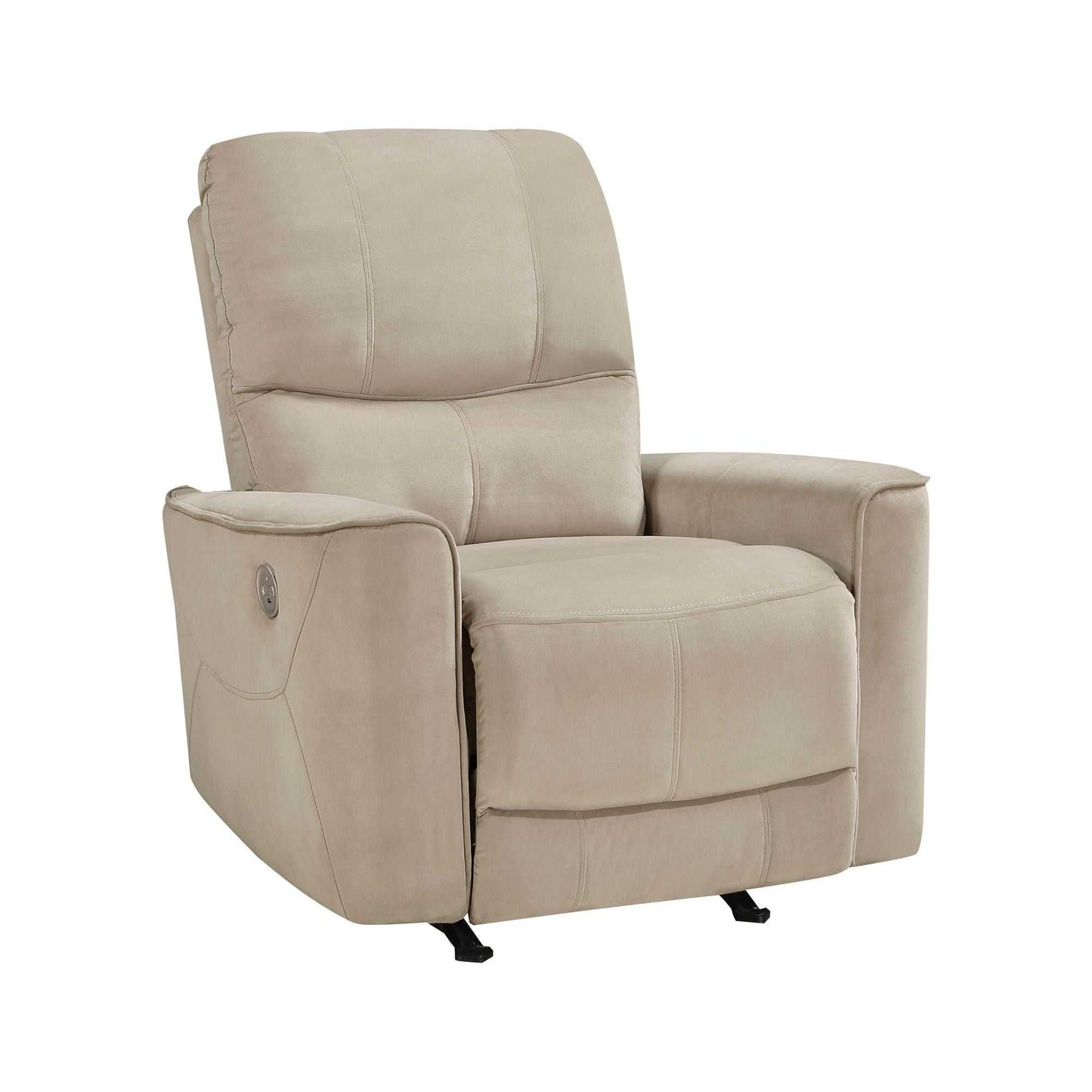 Modern Living Room 1pc Power Rocker Reclining Chair Light Brown Velvet Upholstery Solid Wood Frame Luxury Home Furniture - luxuryhomedecoridea.com