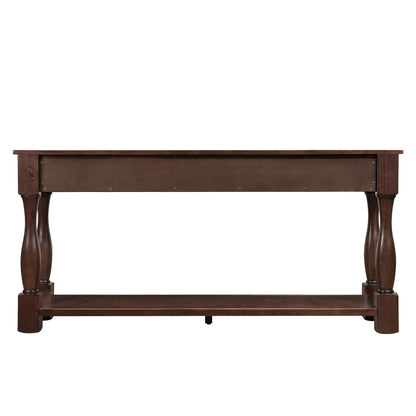 63inch Long Wood Console Table with 3 Drawers and 1 Bottom Shelf for Entryway Hallway Easy Assembly Extra-thick Sofa Table( Light Espresso) - luxuryhomedecoridea.com