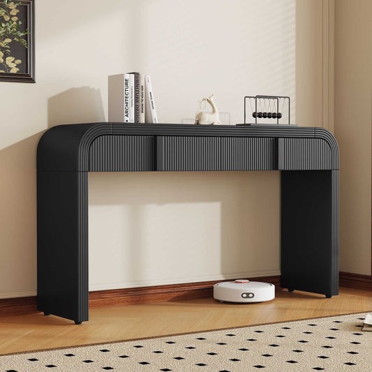 Unique Modern Rounded Silhouette and Smooth Surface Console Table with 2 Drawers for Living Room and Entryway - luxuryhomedecoridea.com
