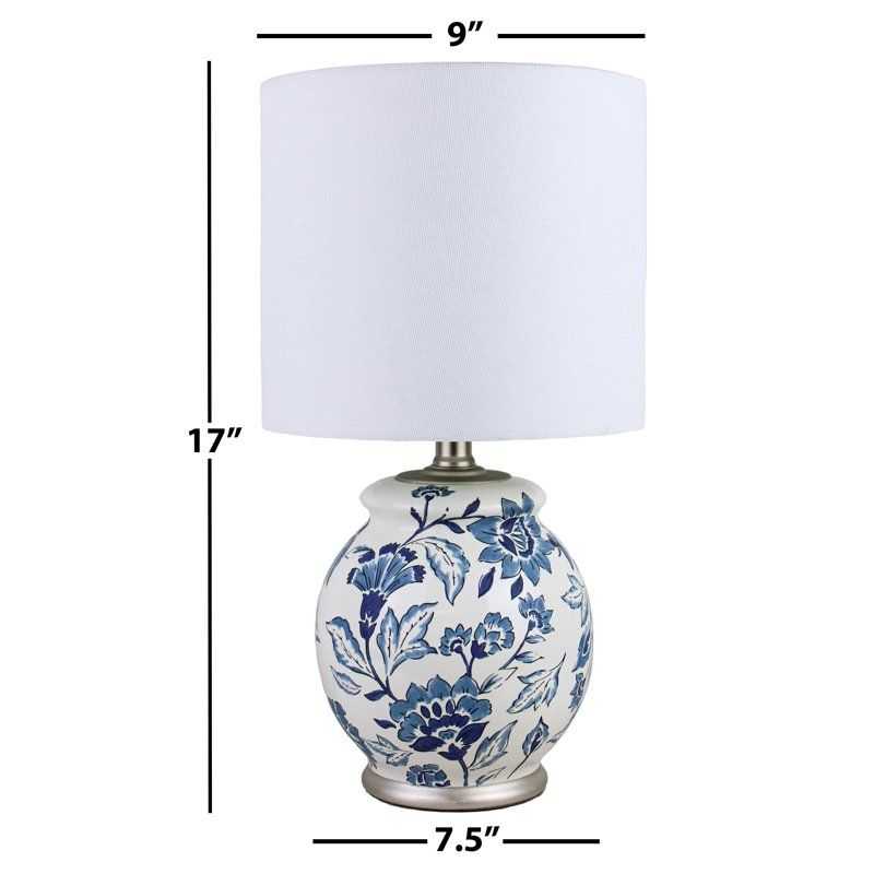 Floral Ceramic Lamp with Shade, 17" - luxuryhomedecoridea.com
