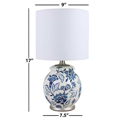 Floral Ceramic Lamp with Shade, 17" - luxuryhomedecoridea.com