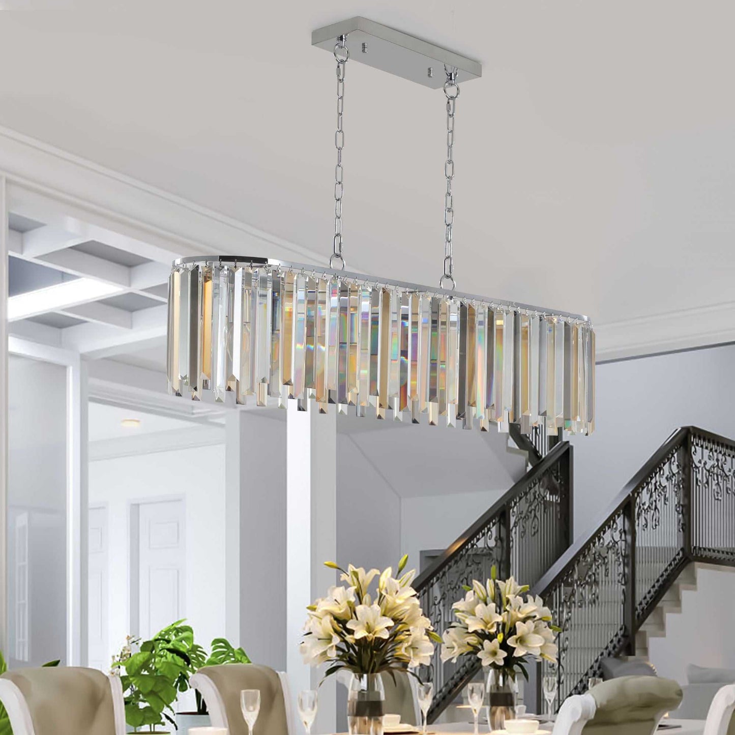 Oval Crystal ceiling chandelier Luxury Home Decor Light Fixture (No Bulbs) - luxuryhomedecoridea.com