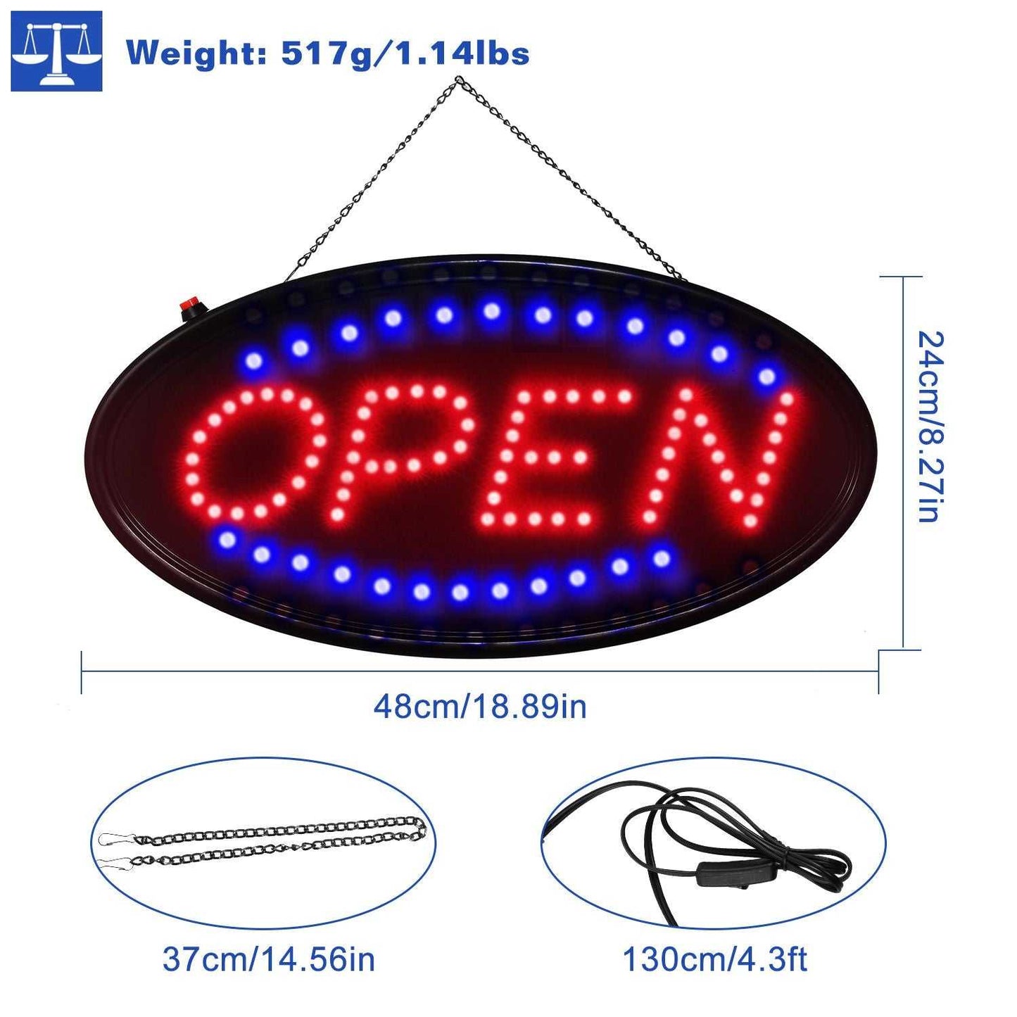 Led Open Signs for Business, 18.9 x 8 inch Large Open Sign, Ultra Bright Neon Open Sign LED open sign can reach up to 100,000 hours - luxuryhomedecoridea.com