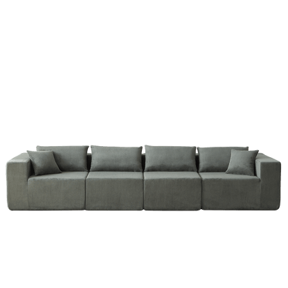104-Inch Corduroy Modular L Shaped Sectional Sofa,Luxury Floor Couch Set,Upholstered Indoor Furniture,Foam-Filled Compressed Sofa for Living Room,Bedroom,4 PC Free Combination - luxuryhomedecoridea.com