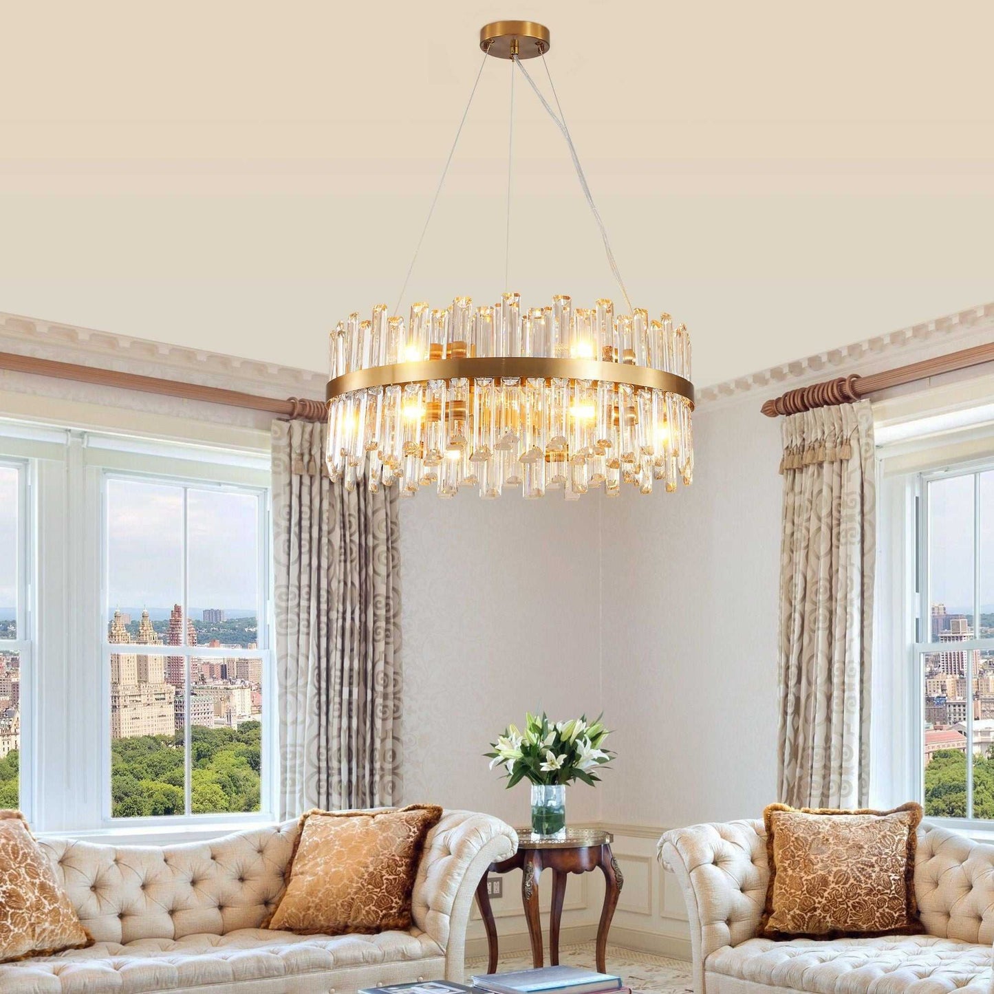 23.6 Inches Luxury Chandeliers Crystal Living Room Bedroom Decorative Lights Simple Modern Dining Room LED Lighting,for Home Decor (Bulbs Not Included) - luxuryhomedecoridea.com