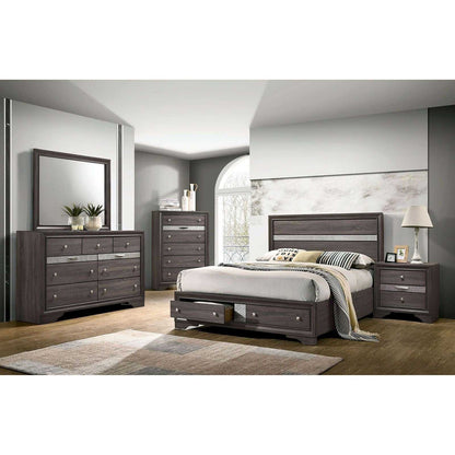 Contemporary 1pc Nightstand Gray Finish Silver Accents Hidden Jewelry Drawer Nickel Round Knob Bedside Table Bedroom Furniture - luxuryhomedecoridea.com
