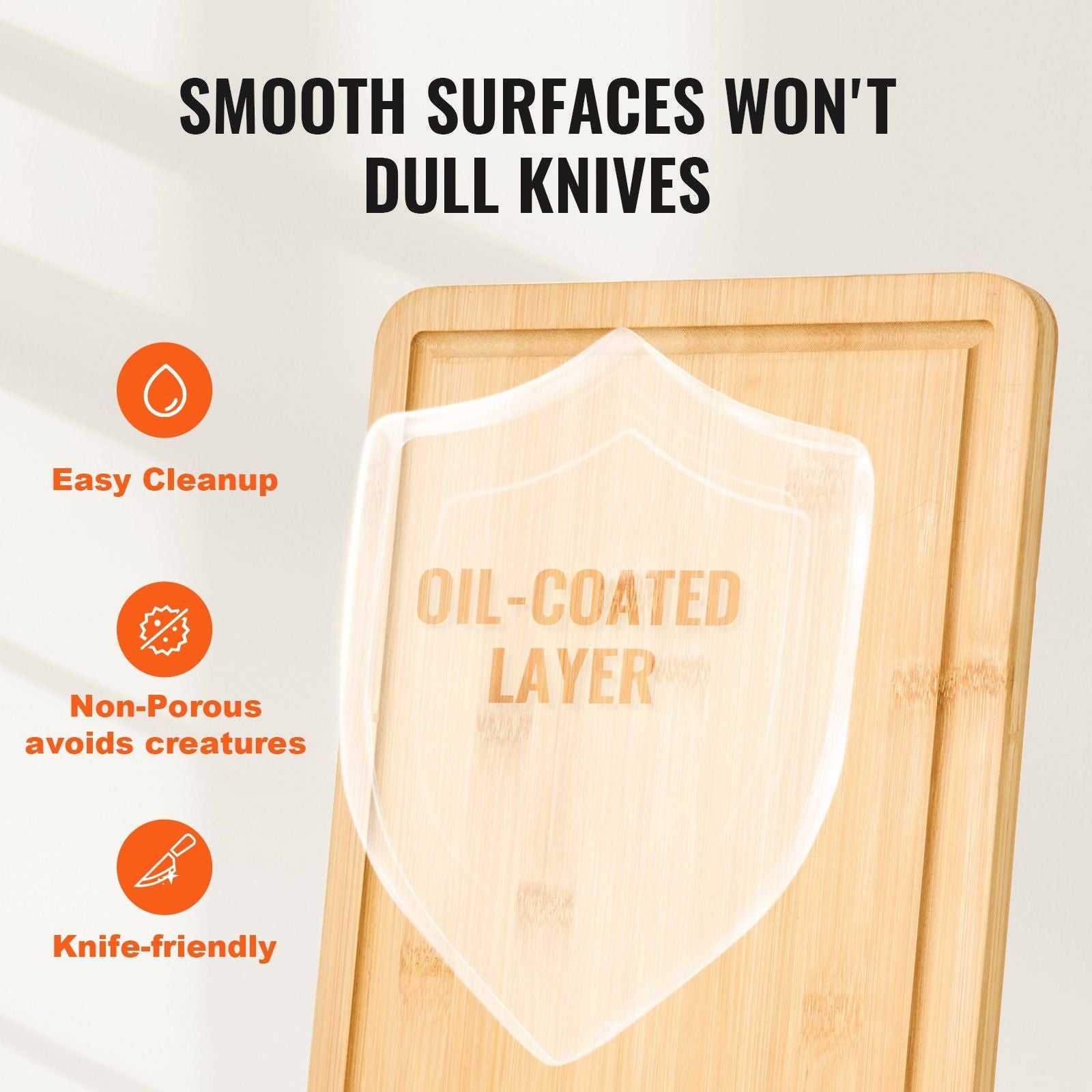 VEVOR Cutting Board, 3 Pieces, Premium Versatile Bamboo Cutting Board with Food-Grade Oil and Juice Groove,Sturdy & Durable Chopping Board with Built-in Handle, Fit for Display, Chopping & Serving - luxuryhomedecoridea.com