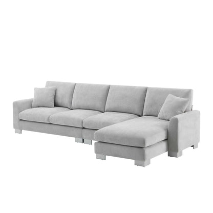 Modern Oversized Sectional Sofa,L-shaped Luxury Couch Set with 2 Free pillows,5-seat Chenille Indoor Furniture with Chaise for Living Room,Apartment,Office,2 Colors - luxuryhomedecoridea.com