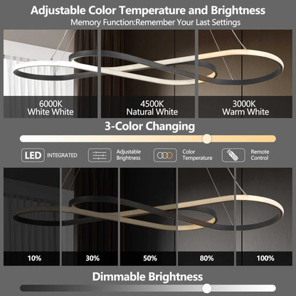 39" Modern LED Pendant Light, Infinity Design Hanging Ceiling Fixture, Adjustable Height, Dimmable for Living Room, Dining Room, Bedroom, Black Finish - luxuryhomedecoridea.com
