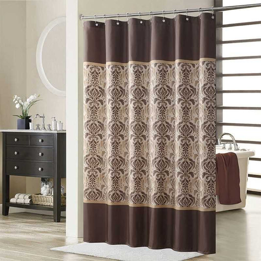 Muwago Sterling Chocolate Farmhouse Style Bathroom Curtain Polyester Waterproof Fabric Bathing Cover Brown Shower Curtain - luxuryhomedecoridea.com