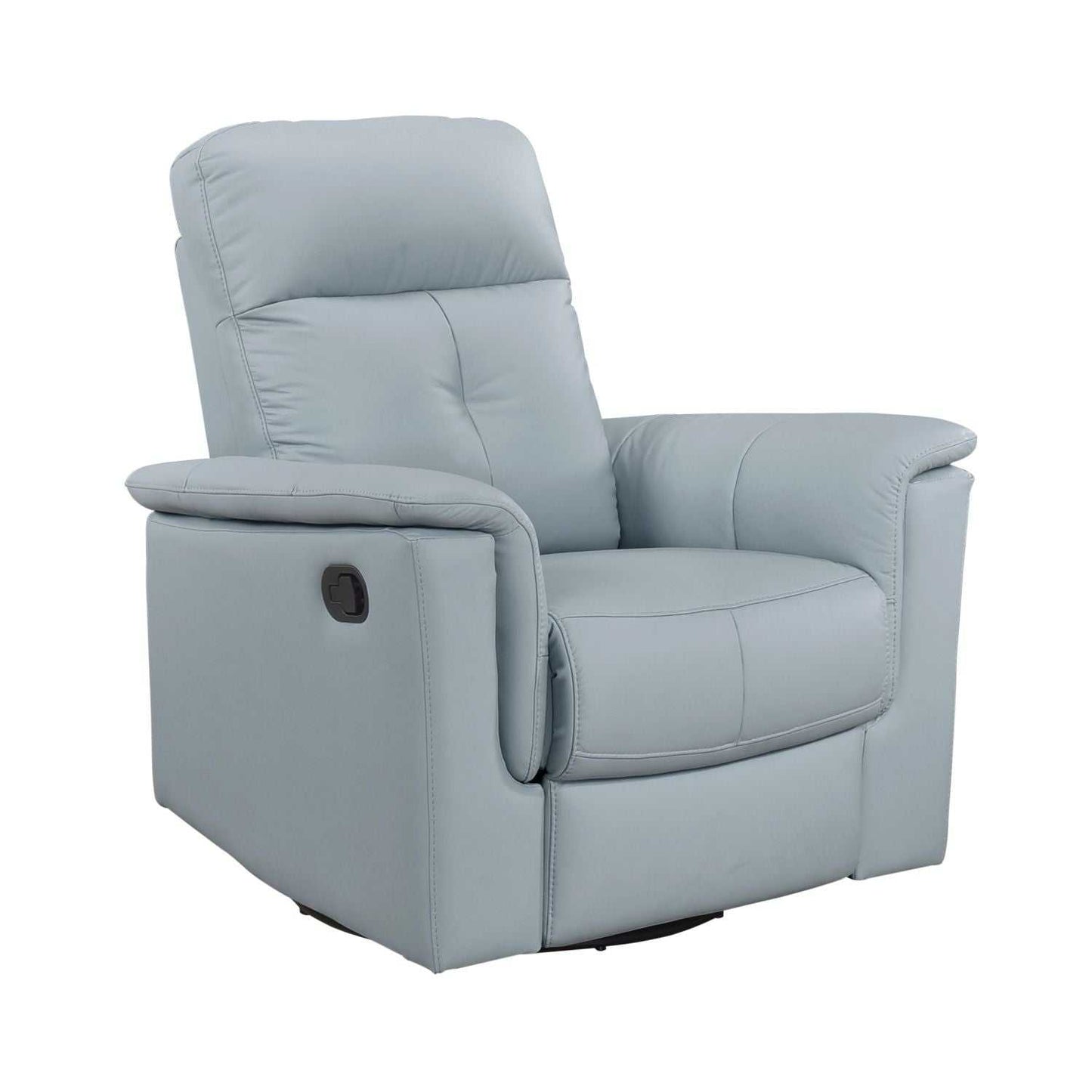 Blue Leather Upholstered Swivel Glider Reclining Chair Luxury Living Room Furniture Comfort Chair 1pc Plush Comfort - luxuryhomedecoridea.com