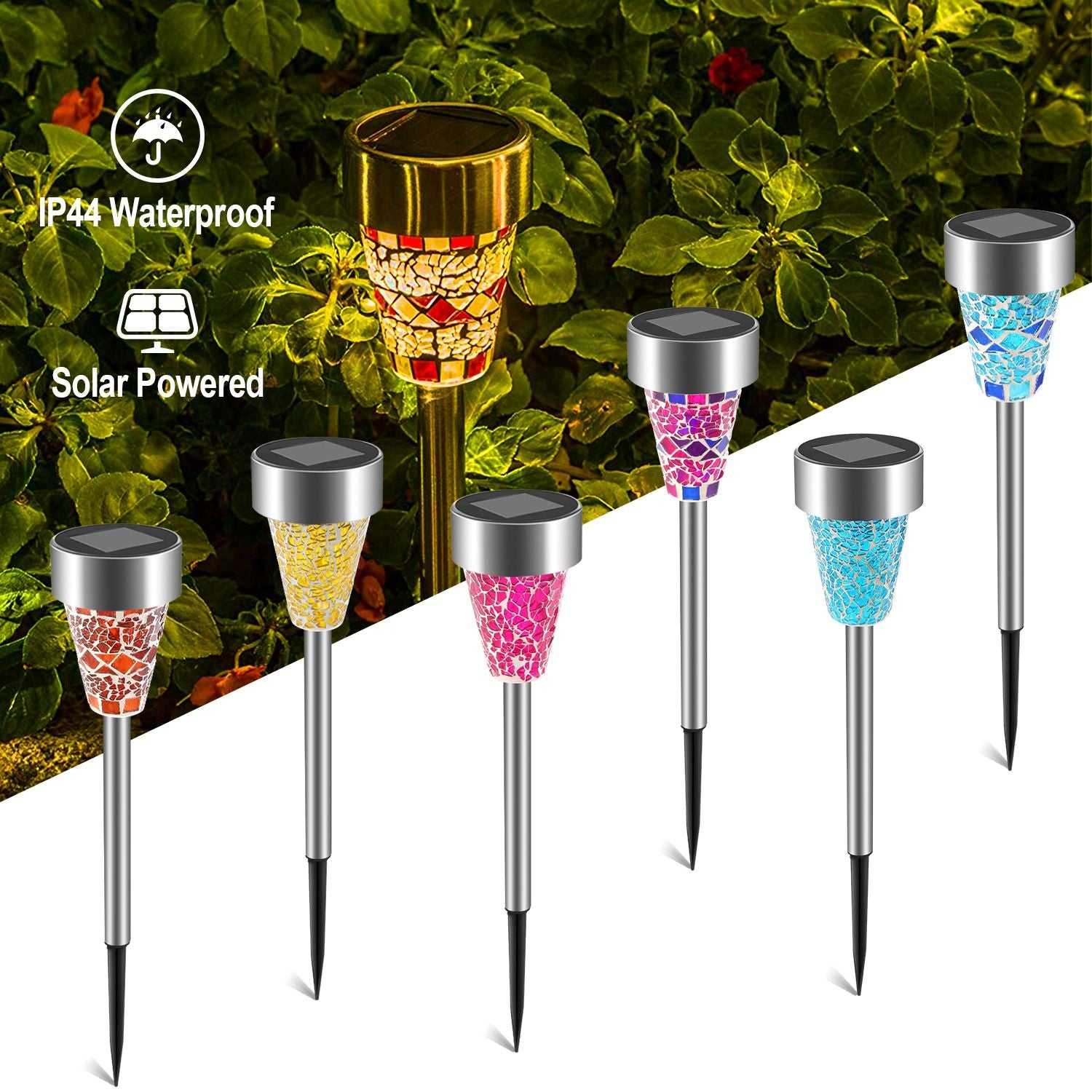 6Packs Solar Garden Lights Outdoor Solar Pathway Lights IP44 Water-resistant Landscape Lights 8Hrs Lawn Lamps for Yard Driveway Walkway - luxuryhomedecoridea.com