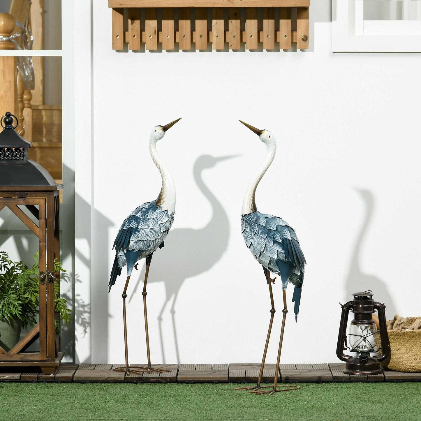 2-Piece Crane Garden Sculptures Blue for Lawn Patio Backyard Decoration 28.5"-29" - luxuryhomedecoridea.com