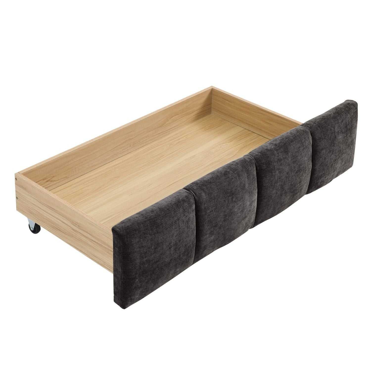 King Size Upholstered Bed ,comfortable upholstered bed frame, Chenille fabric, with headboard and solid bed frame. With drawer for storage.-Dark Gray(88.5''*85.5''*31'') - luxuryhomedecoridea.com