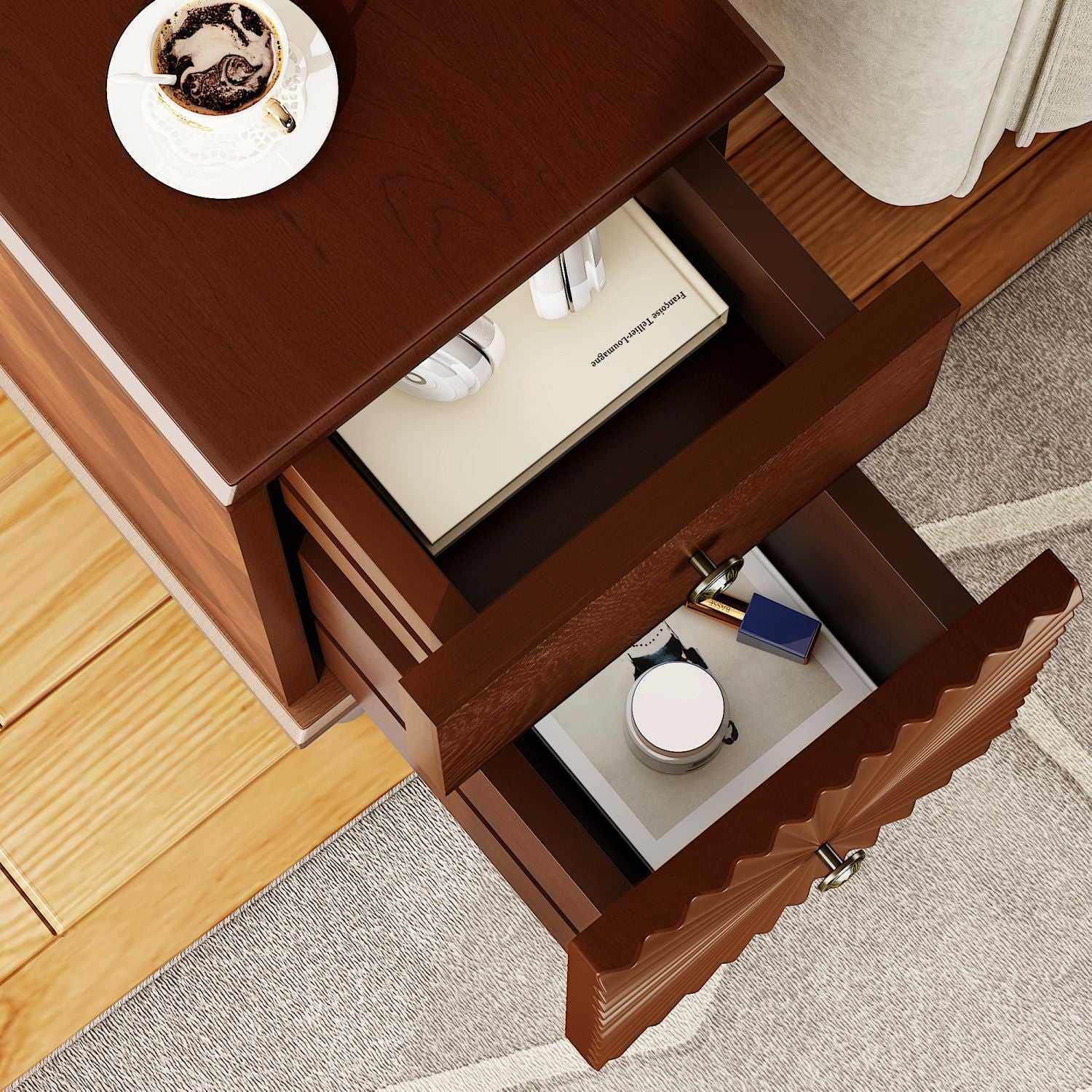 2 Drawer Modern Sofa Side Table, Narrow Side Table, Slim Nightstand for Living Room, Bedroom(Expect Arrival Date 2025/4/16) - luxuryhomedecoridea.com