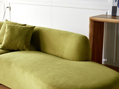 132" Curved Sofa with Throw Pillows, 6 Seater Luxury Velvet Couch with Half Moon Design and High-Density Foam, Ideal for Modern Living Room, Office & Apartment, Olive Green - luxuryhomedecoridea.com