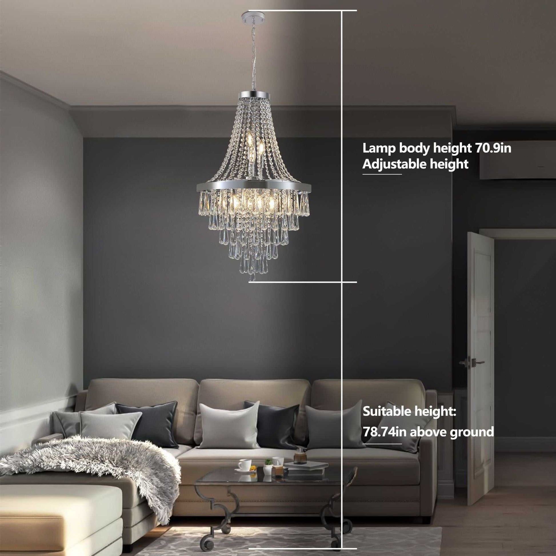 Chromium color Crystal Chandeliers,Large Contemporary Luxury Ceiling Lighting(Bulb Not Included) - luxuryhomedecoridea.com