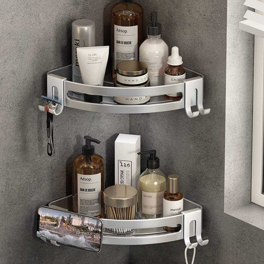 Shower Corner Shelf Caddy 2 Pack shower Organizer Corner No Drill Shower Storage Rust Proof Bathroom Corner Wall Shelf shampoo holder Silver - luxuryhomedecoridea.com