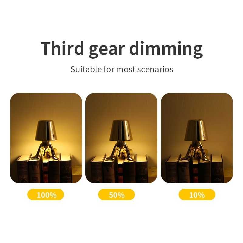 Creative lights for gift; Thinker Lamp Collection; Bedside Touch Control Table Lamp Cordless Led Nightstand Desk Lamp Creative Golden Man with Dimmable Brightness for Living Room; Bedroom; Office - luxuryhomedecoridea.com