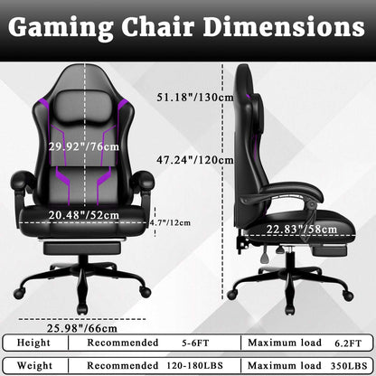 Ergonomic Gaming Chair, Electronic Gaming Chair With Pocket Spring Pad And Footrest, Height Adjustable Computer Chair - luxuryhomedecoridea.com