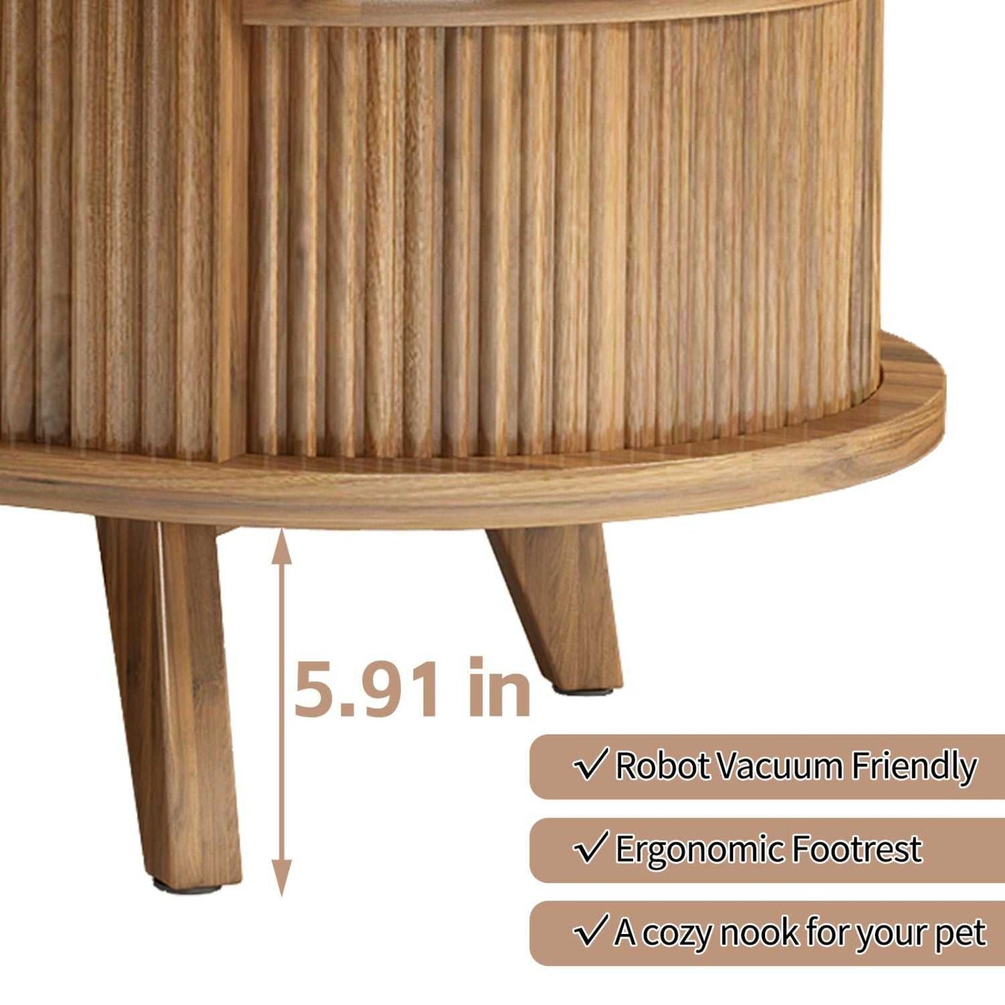 Fluted Lift Top Coffee Table with Hidden Compartment, Wooden Center Table, Modern Oval Lift Tabletop for Home Living Room Office, Walnut Brown Color - luxuryhomedecoridea.com