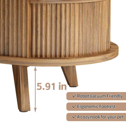 Fluted Lift Top Coffee Table with Hidden Compartment, Wooden Center Table, Modern Oval Lift Tabletop for Home Living Room Office, Walnut Brown Color - luxuryhomedecoridea.com