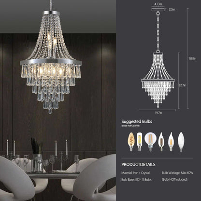 Chromium color Crystal Chandeliers,Large Contemporary Luxury Ceiling Lighting(Bulb Not Included) - luxuryhomedecoridea.com