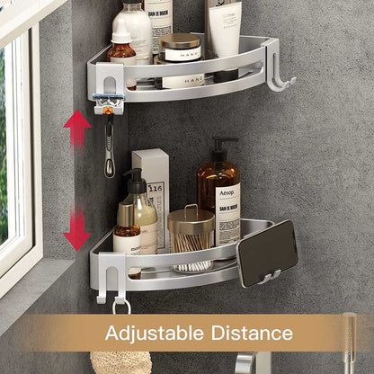 Shower Corner Shelf Caddy 2 Pack shower Organizer Corner No Drill Shower Storage Rust Proof Bathroom Corner Wall Shelf shampoo holder Silver - luxuryhomedecoridea.com