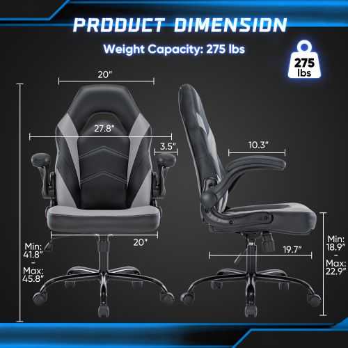 Ergonomic Office Computer Home Gaming Desk Chair Adjustable PU Leather Racing Chair Flip-up Armrest For Christmas Furniture - luxuryhomedecoridea.com